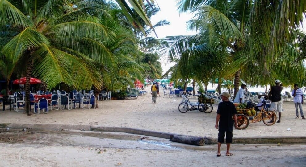 Boca Chica beach people and bicycles