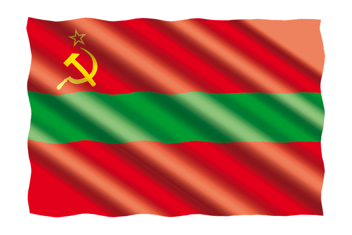 Transnistria flag red and green with yellow hammer and sickle