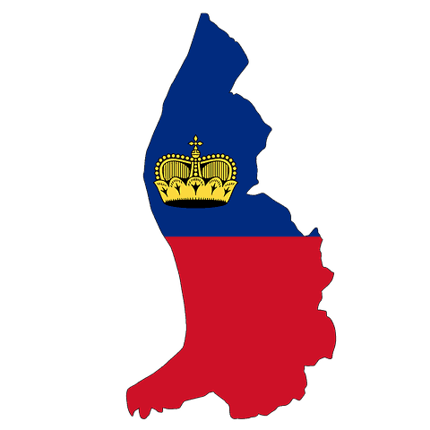 map of Liechtenstein with flag of Liechtenstein in it