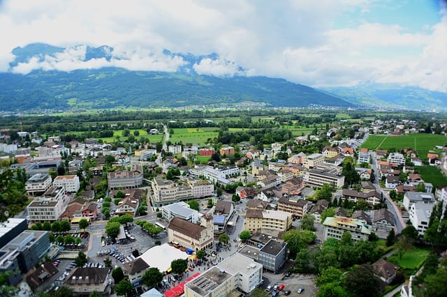 aerial view of vaduz town