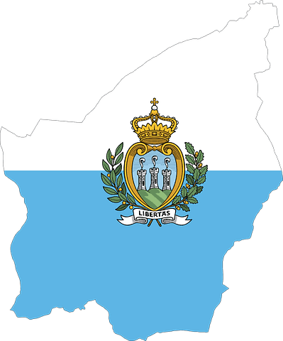 San Marino map- with San Marino flag on it in white and blue