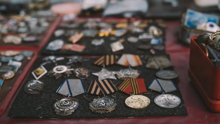 soviet military medals on a table