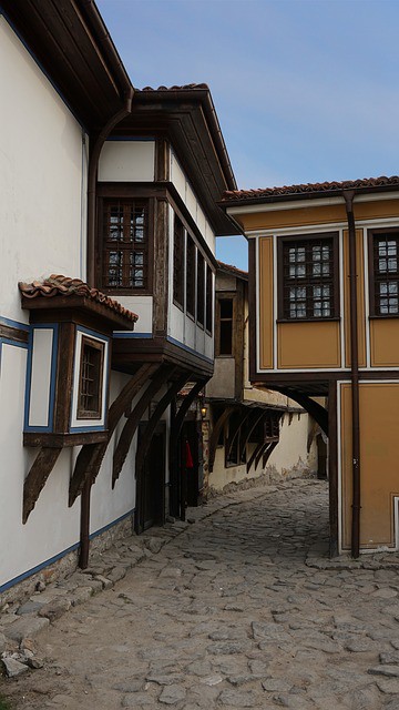 white and yellow buildings