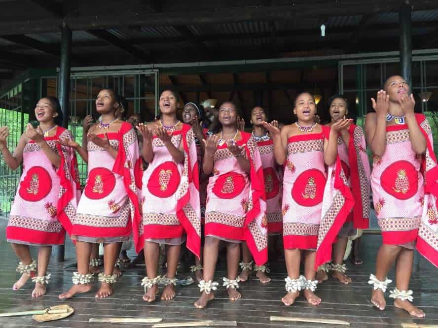 people of Swaziland Cultural Village women dancing
