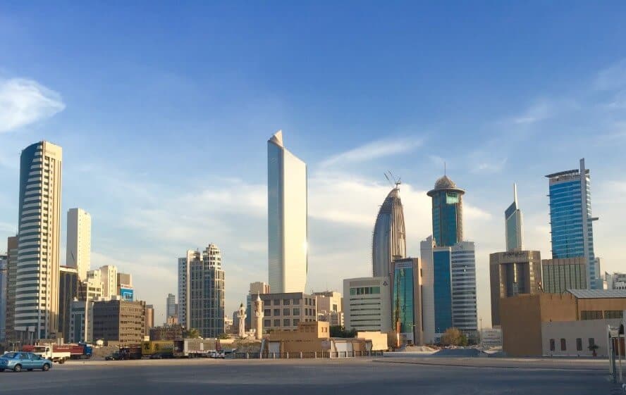 skyline of tall buildings in Kuwait City