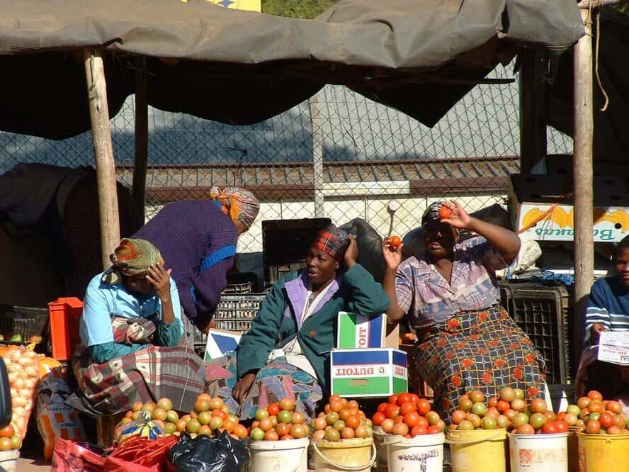 women at vegetable market in Swaziland