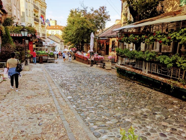 cobblestoned street in Belgrade