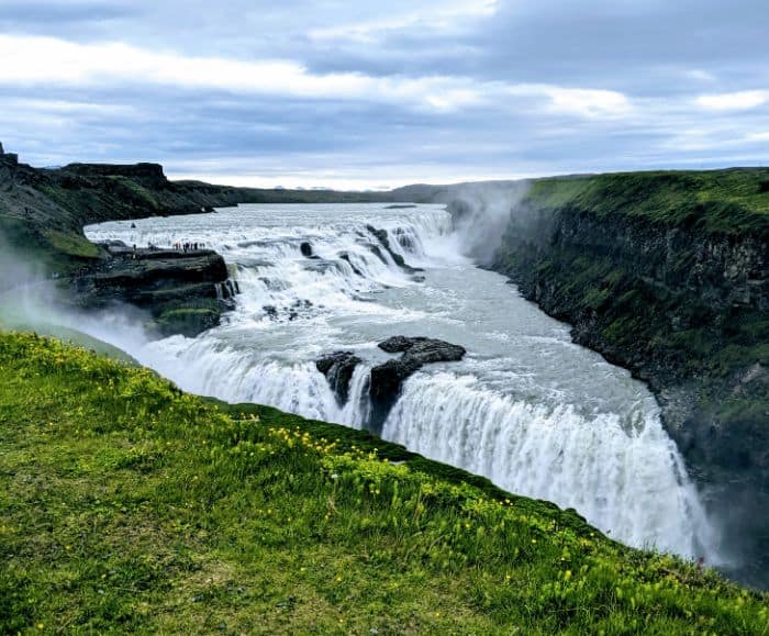 huge waterfall gulfoss iceland