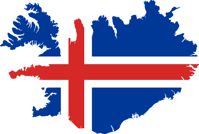 iceland map and flag