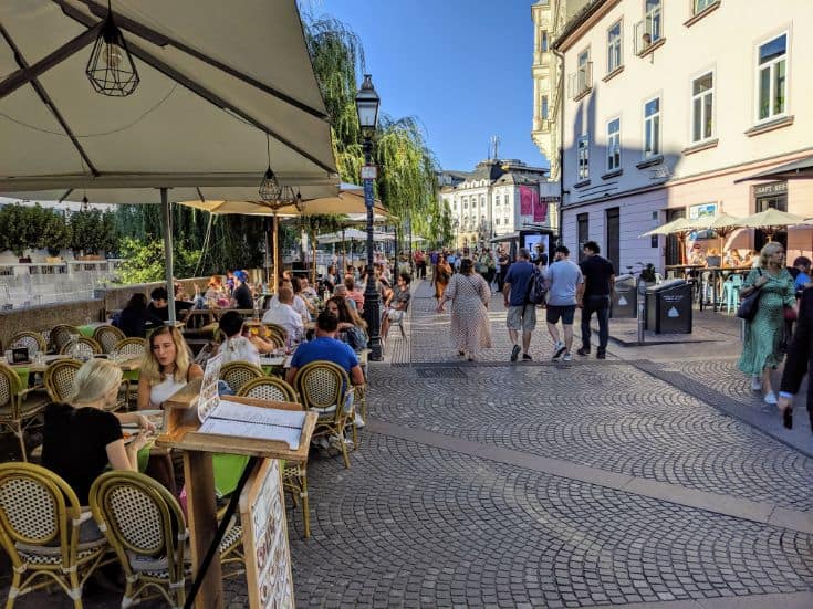 sidewalk cafes in Ljubljana